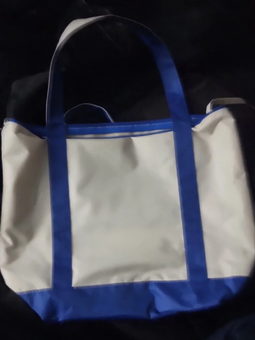 White and Blue Canvas Tote Bag